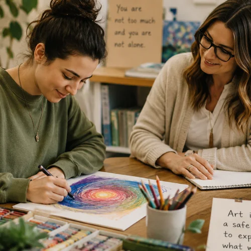 Art Therapy in Barrie at Evergreen Wellness Studio supporting emotional wellness, creativity, and self-expression